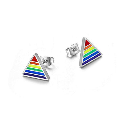 Titanium Earrings Rainbow Triangle Earrings-Jewearrings