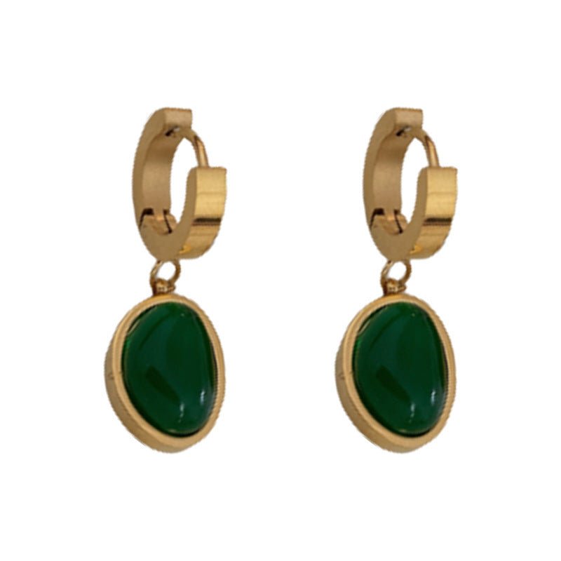 Titanium Earrings - Retro Emerald Style-Jewearrings