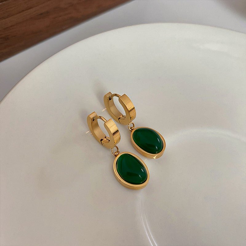 Titanium Earrings - Retro Emerald Style-Jewearrings