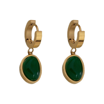 Titanium Earrings - Retro Emerald Style-Jewearrings