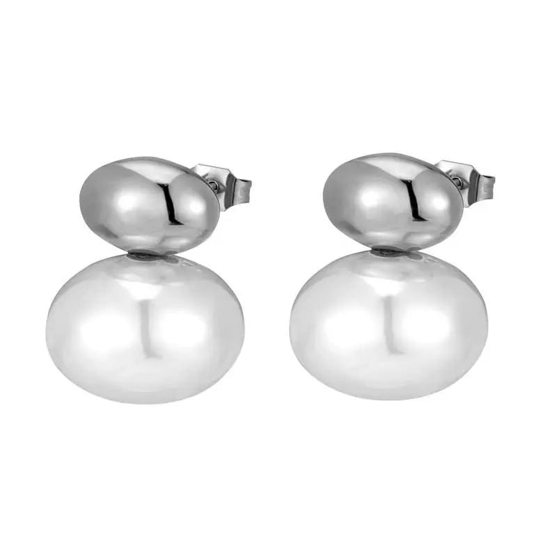 Titanium Earrings Retro Pearl Ear Studs-Jewearrings