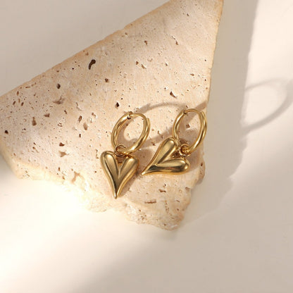 Titanium Earrings Retro Three-dimensional Love-Jewearrings