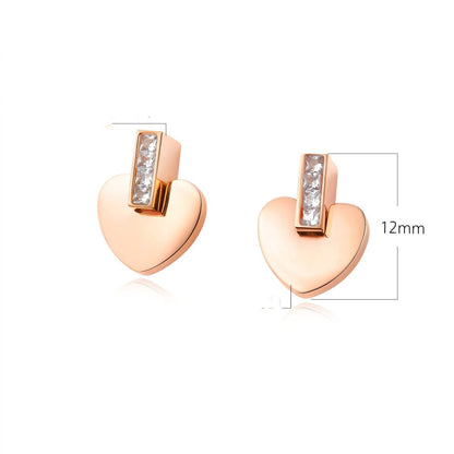 Titanium Earrings - Rose Gold Heart Stud-Jewearrings