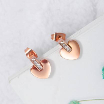 Titanium Earrings - Rose Gold Heart Stud-Jewearrings