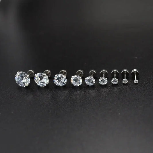 Titanium Earrings Round Crystal Zircon-Jewearrings