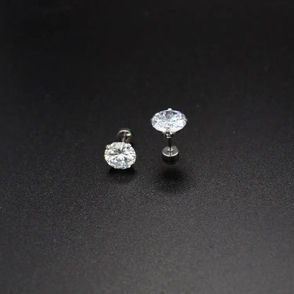 Titanium Earrings Round Crystal Zircon-Jewearrings