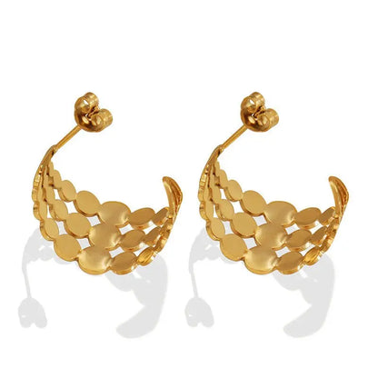 Titanium Earrings Round Glossy Gold-plated-Jewearrings