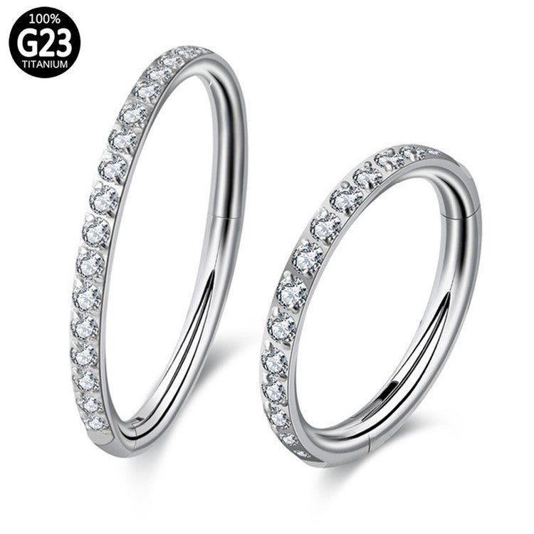 Titanium Earrings Round Side Zirconia Earrings-Jewearrings