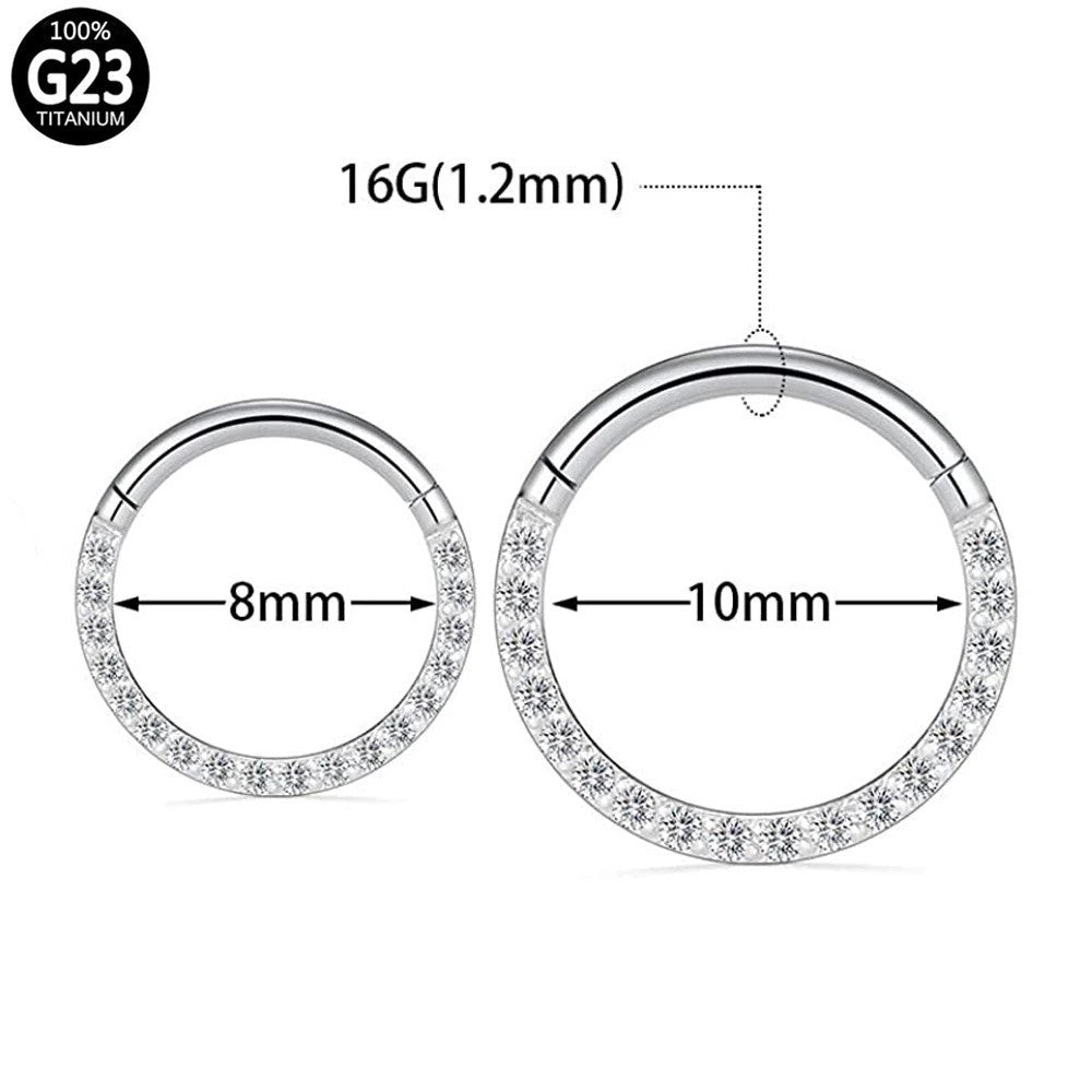 Titanium Earrings Round Side Zirconia Earrings-Jewearrings