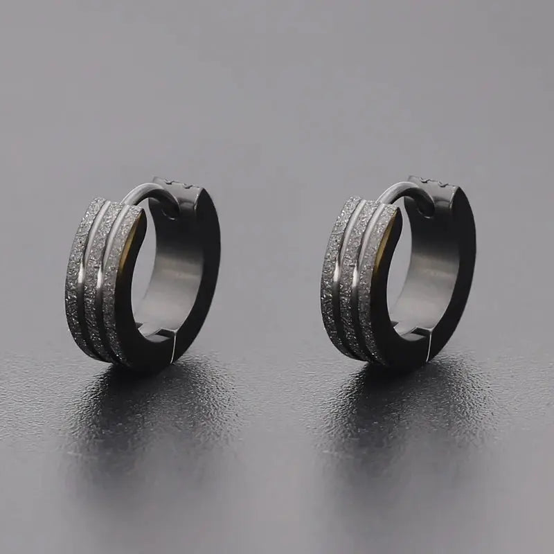 Titanium Earrings Sand-pressed Frosted Round-Jewearrings