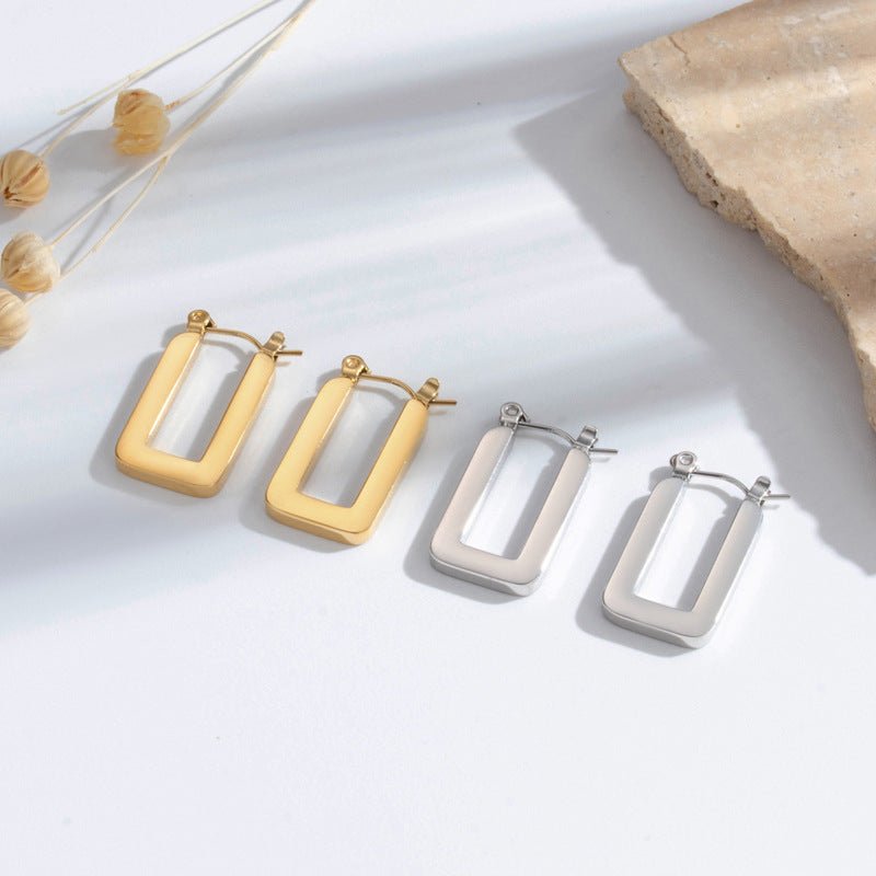 Titanium Earrings Simple Geometric Glossy-Jewearrings