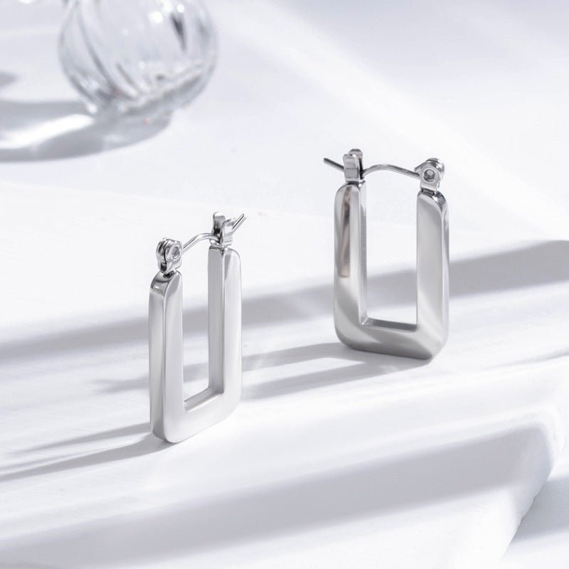 Titanium Earrings Simple Geometric Glossy-Jewearrings