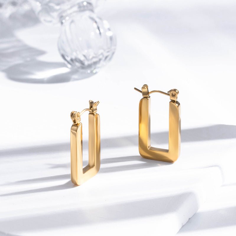 Titanium Earrings Simple Geometric Glossy-Jewearrings