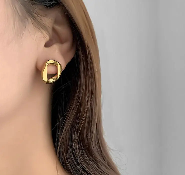 Titanium Earrings Simple Gold-plated-Jewearrings