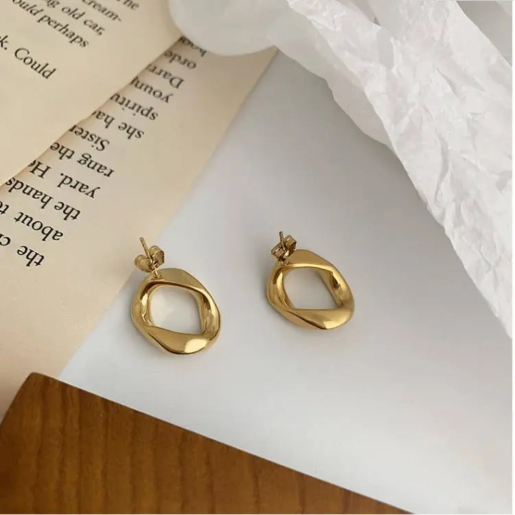 Titanium Earrings Simple Gold-plated-Jewearrings