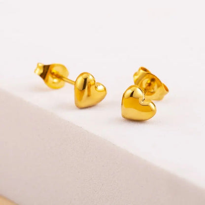 Titanium Earrings: Simple Love Heart Studs-Jewearrings