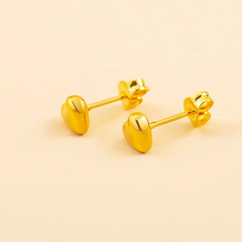 Titanium Earrings: Simple Love Heart Studs-Jewearrings