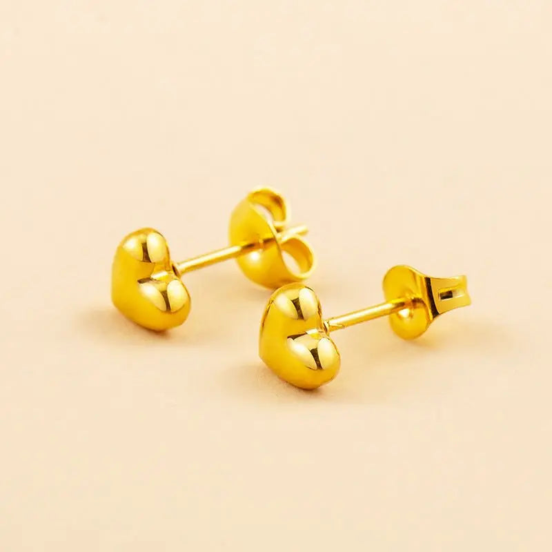 Titanium Earrings: Simple Love Heart Studs-Jewearrings