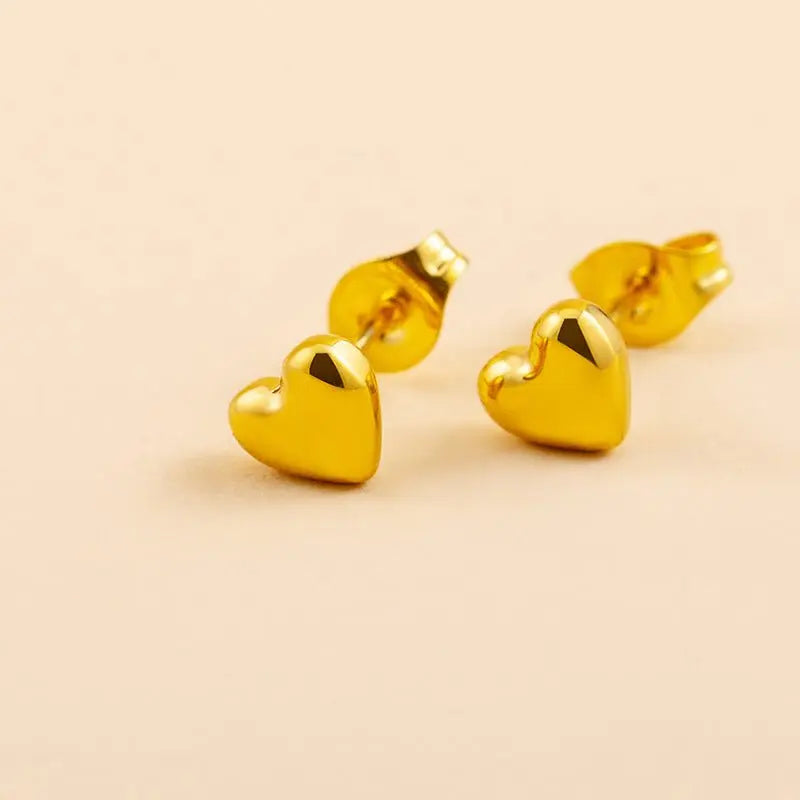 Titanium Earrings: Simple Love Heart Studs-Jewearrings