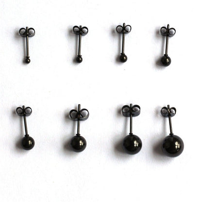 Titanium Earrings - Small Black Bean Earrings-Jewearrings