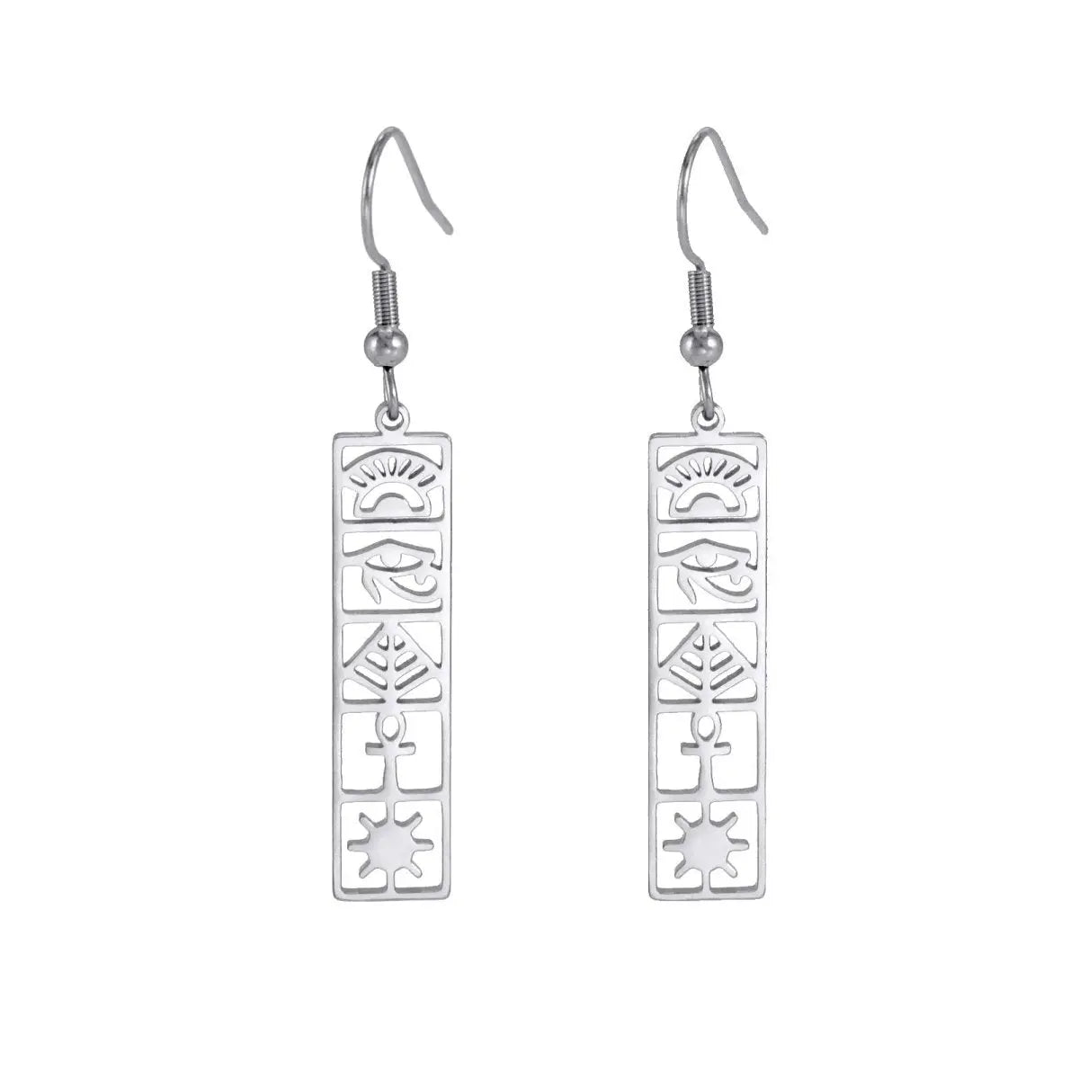 Titanium Earrings Square Plate Cut Hollow-Jewearrings