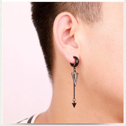 Titanium Earrings Stainless Steel Men's Black Clip-Jewearrings