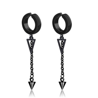 Titanium Earrings Stainless Steel Men's Black Clip-Jewearrings