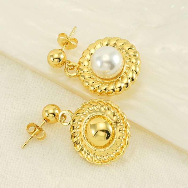 Titanium Earrings - SUNFLOWER Pearl-Jewearrings