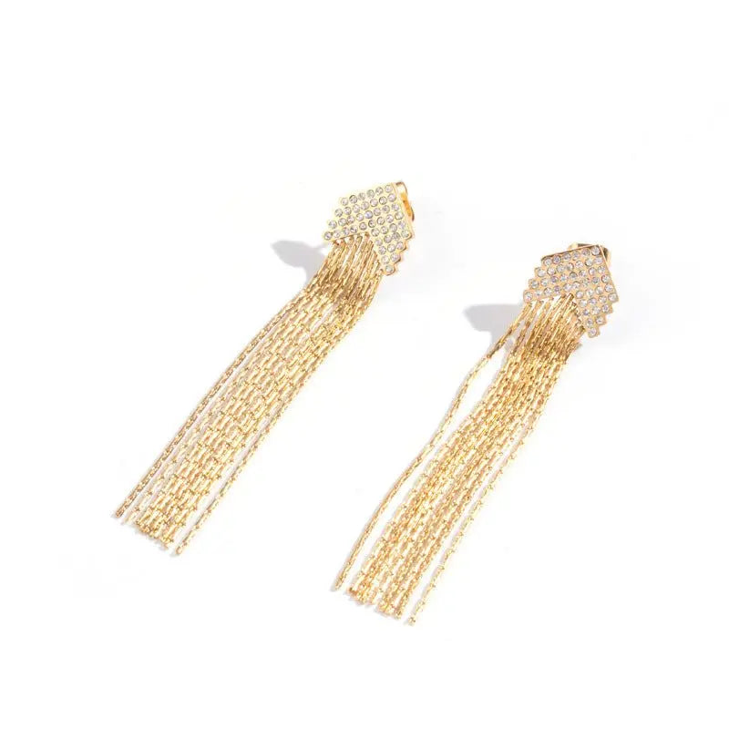 Titanium Earrings Tassel Rhinestone Luxury-Jewearrings