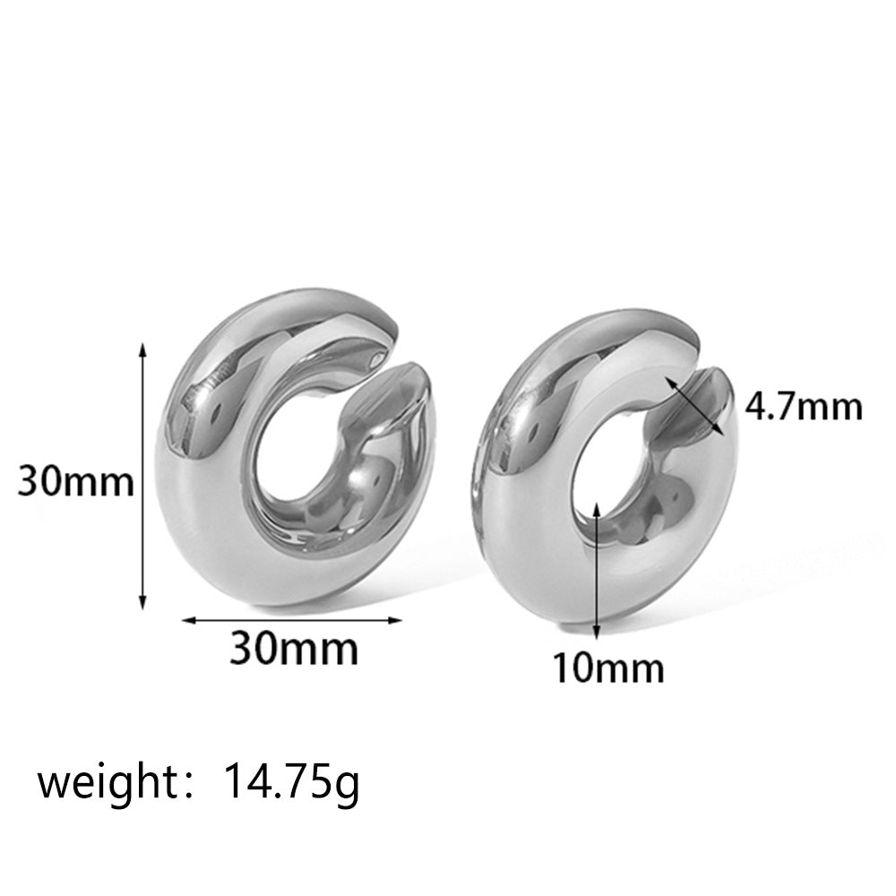 Titanium Earrings Thick Cylindrical Hollow Tube-Jewearrings