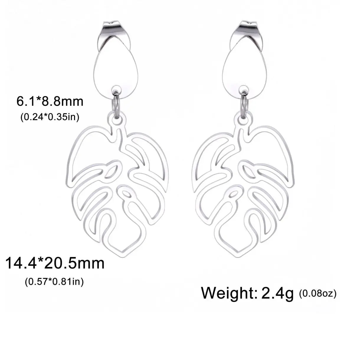 Titanium Earrings Trendy Drop Leaf Stainless-Jewearrings