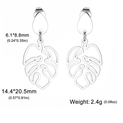 Titanium Earrings Trendy Drop Leaf Stainless-Jewearrings