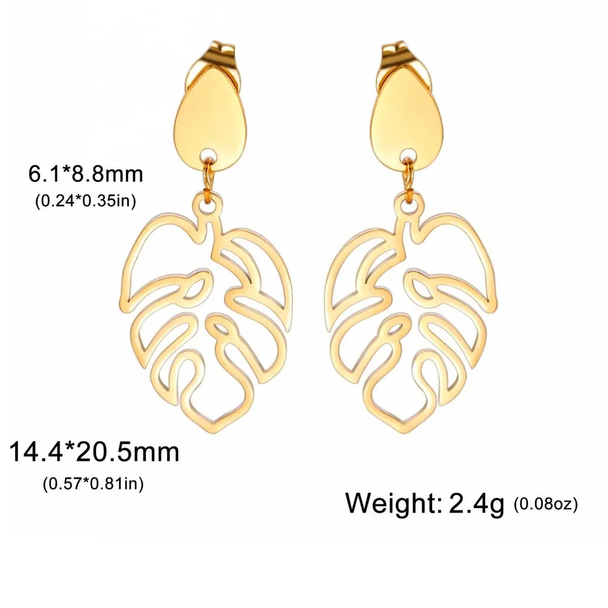 Titanium Earrings Trendy Drop Leaf Stainless-Jewearrings