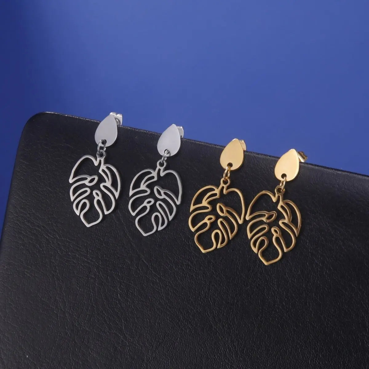 Titanium Earrings Trendy Drop Leaf Stainless-Jewearrings