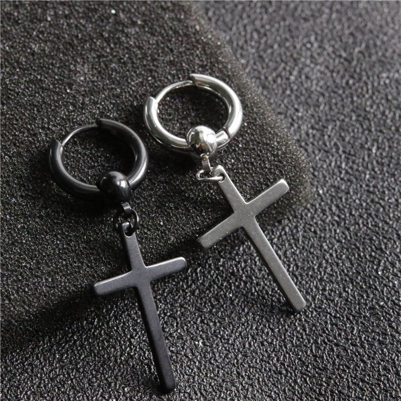 Titanium Earrings - Trendy Men's Cross-Jewearrings