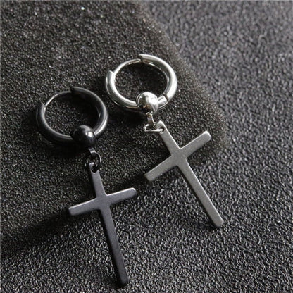 Titanium Earrings - Trendy Men's Cross-Jewearrings