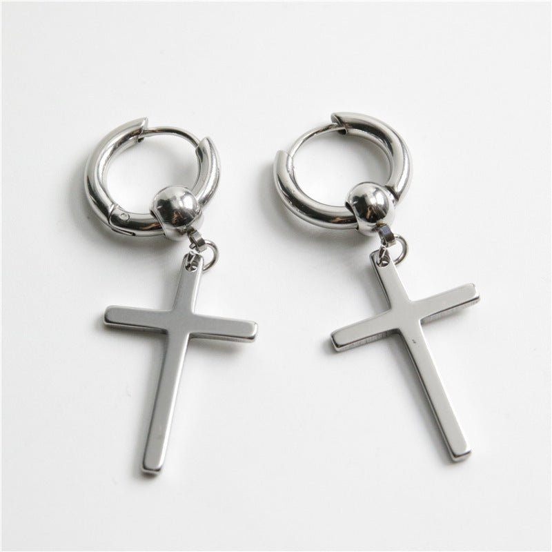 Titanium Earrings - Trendy Men's Cross-Jewearrings