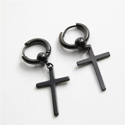 Titanium Earrings - Trendy Men's Cross-Jewearrings