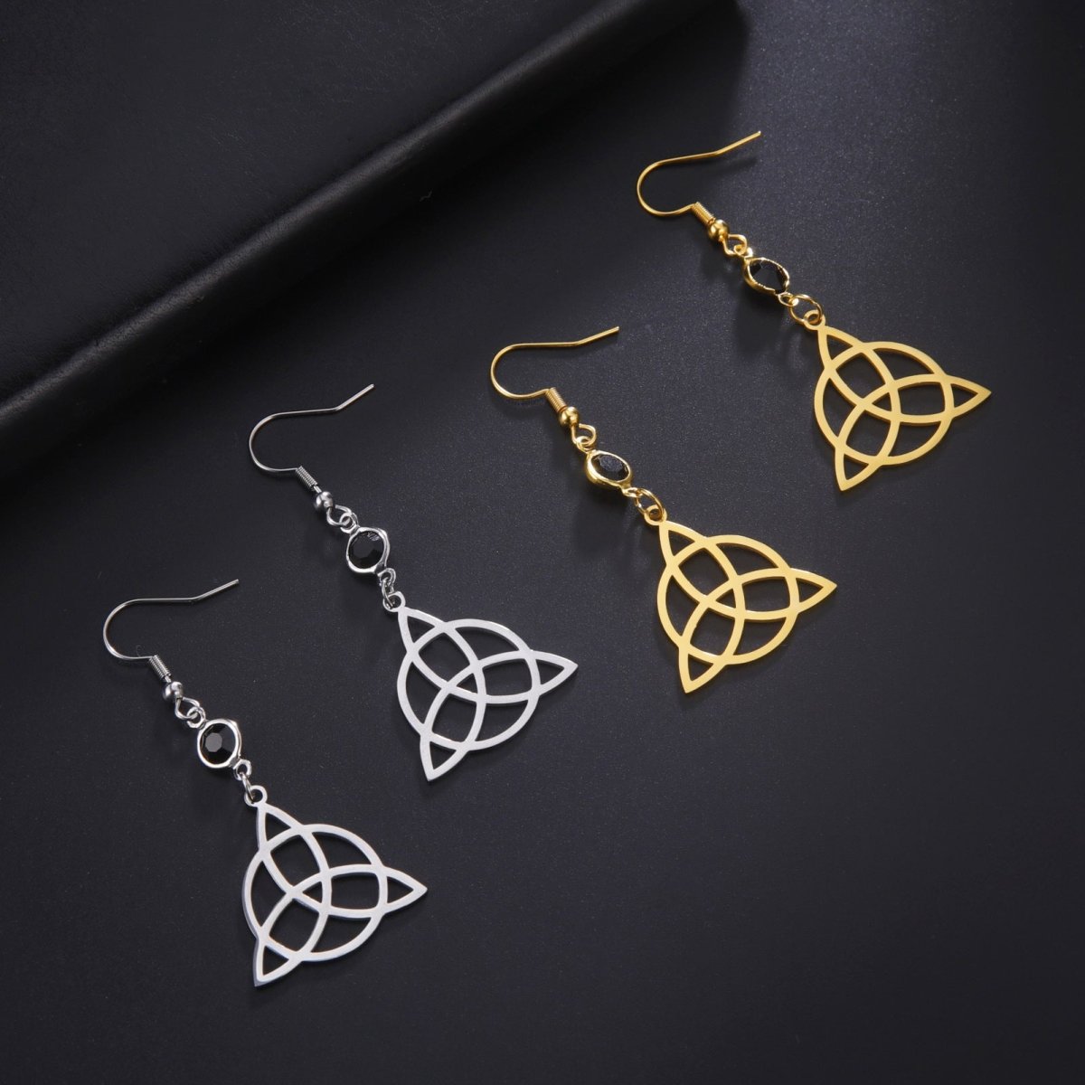 Titanium Earrings Triangle Circle Studs-Jewearrings