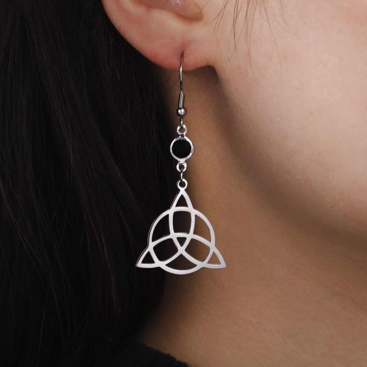 Titanium Earrings Triangle Circle Studs-Jewearrings