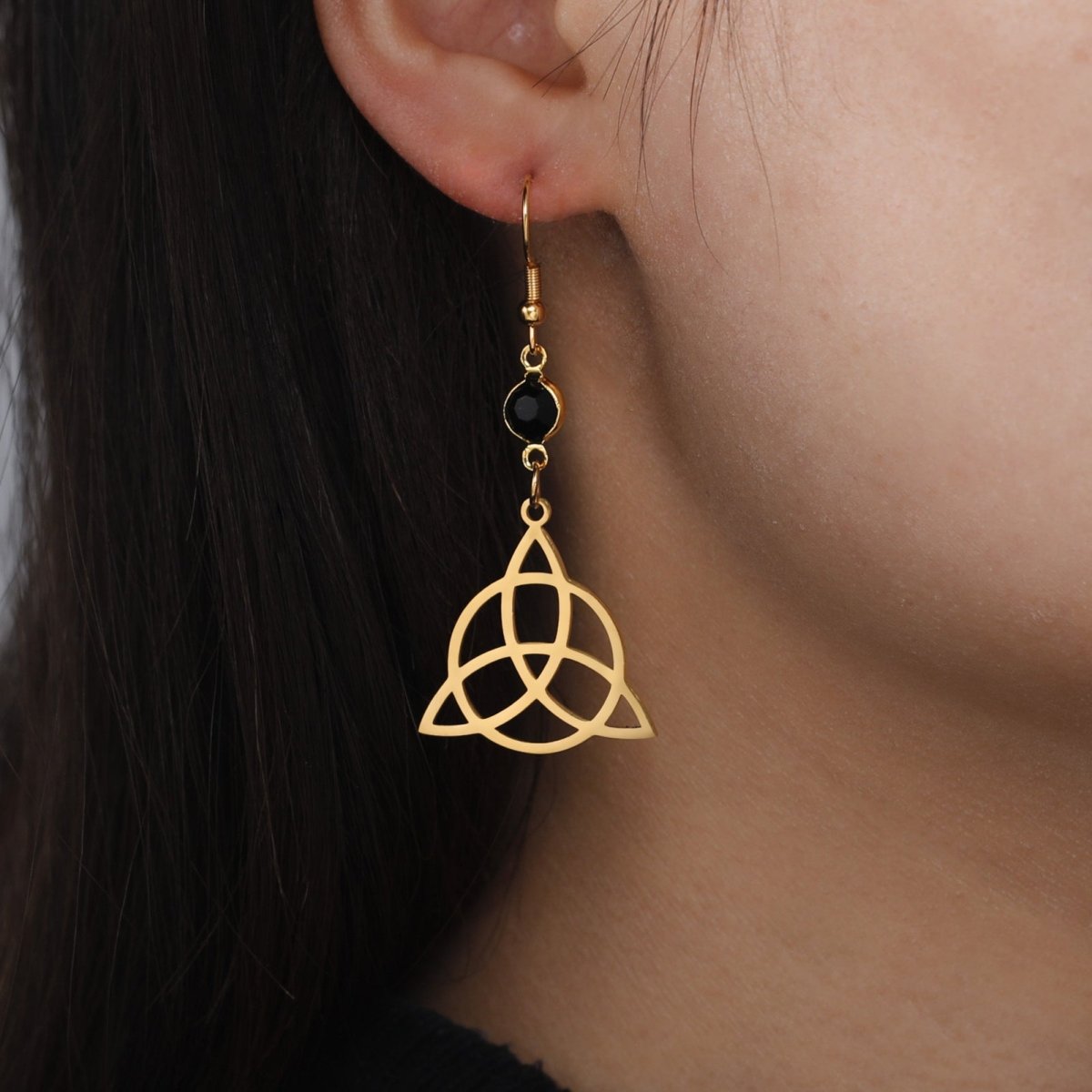 Titanium Earrings Triangle Circle Studs-Jewearrings