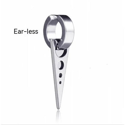 Titanium Earrings Triangle Tassel Ear Clip-Jewearrings