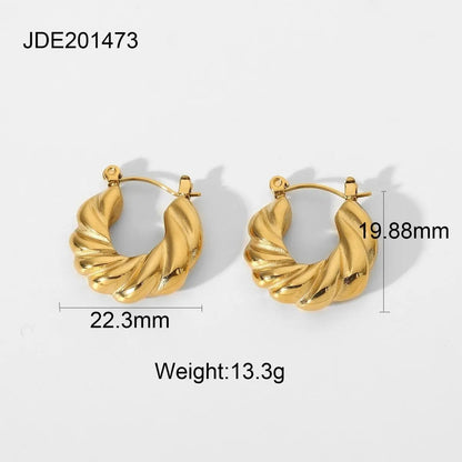 Titanium Earrings Twist Hoop Earrings-Jewearrings