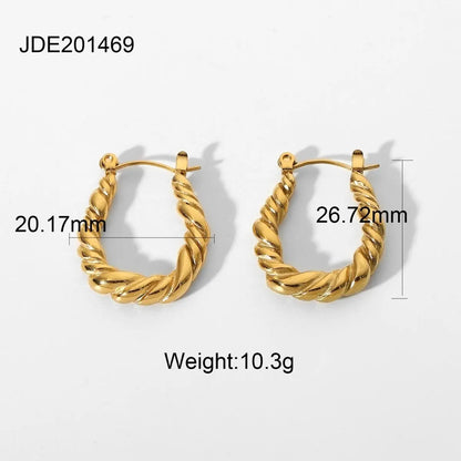 Titanium Earrings Twist Hoop Earrings-Jewearrings