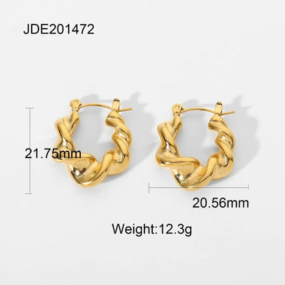 Titanium Earrings Twist Hoop Earrings-Jewearrings