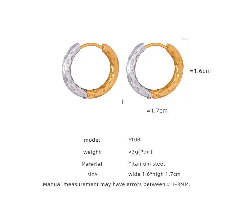 Titanium Earrings Two-tone Round Earrings-Jewearrings