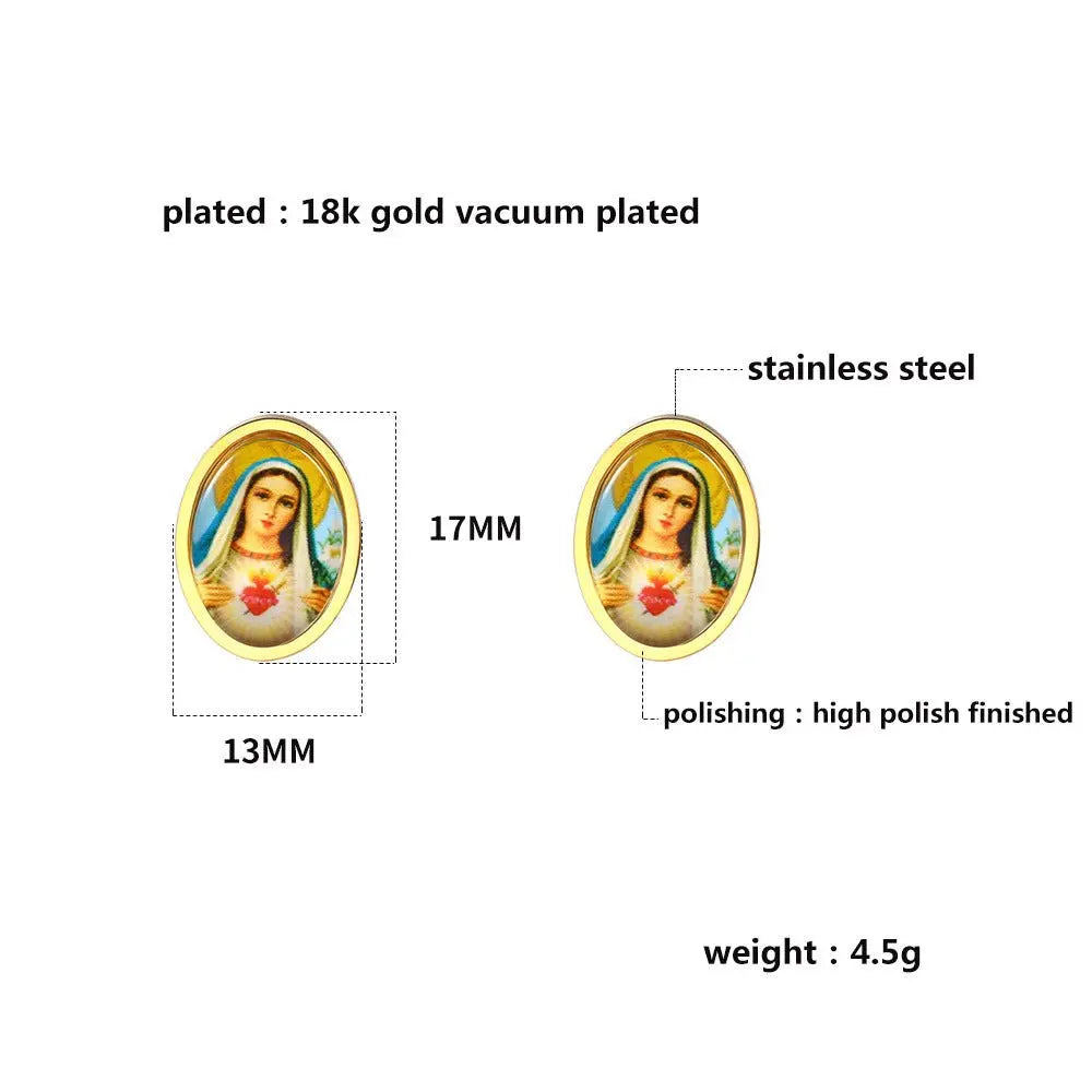 Titanium Earrings Virgin Mary Fashion OL-Jewearrings