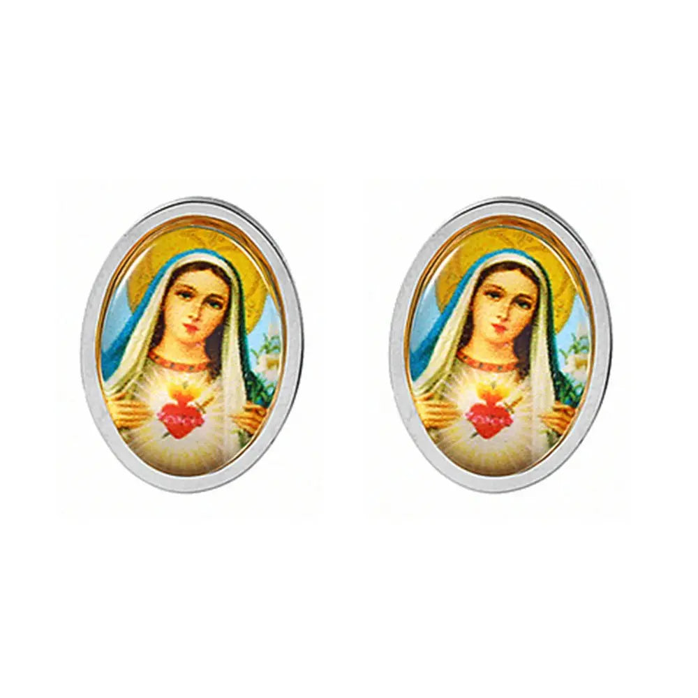 Titanium Earrings Virgin Mary Fashion OL-Jewearrings