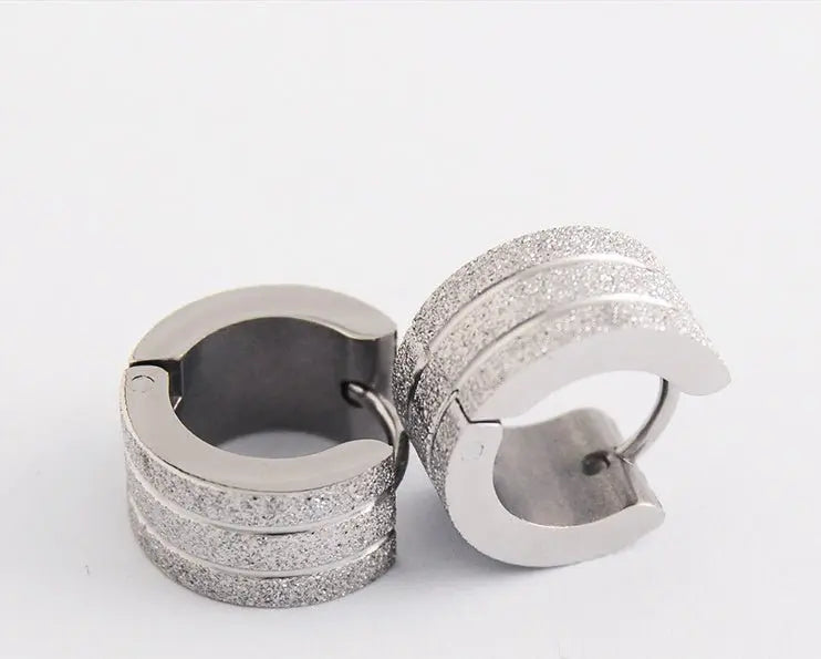 Titanium Earrings Wide Version Sandblasting-Jewearrings