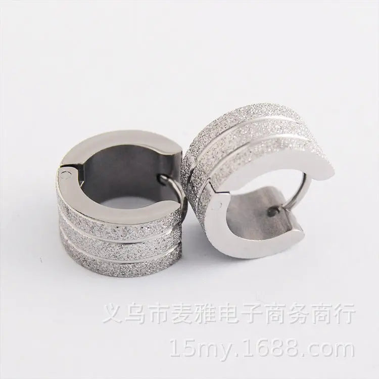 Titanium Earrings Wide Version Sandblasting-Jewearrings